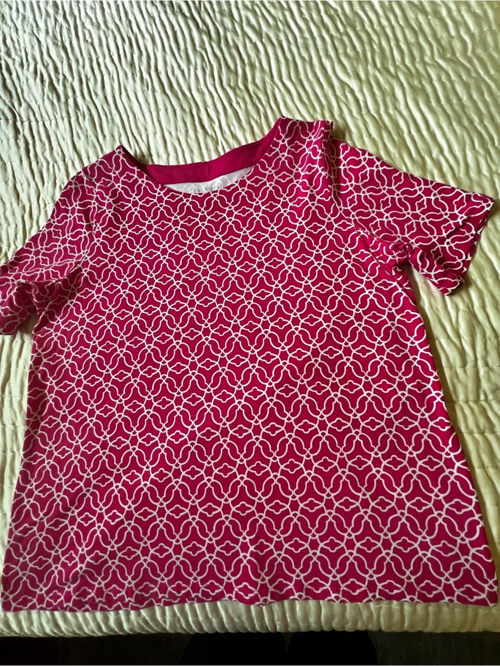 TALBOT’S GEOMETRIC PRINT SHORT SLEEVE  CREW NECK TEE   SIZE 1X.  GOOD CONDITION